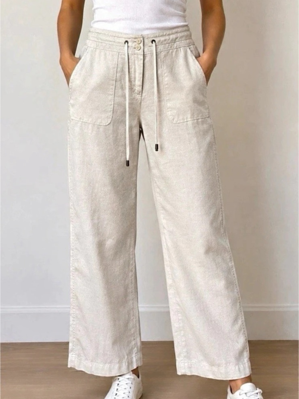 Tommy Bahama Linen Wide Leg Pants in White Size 8
